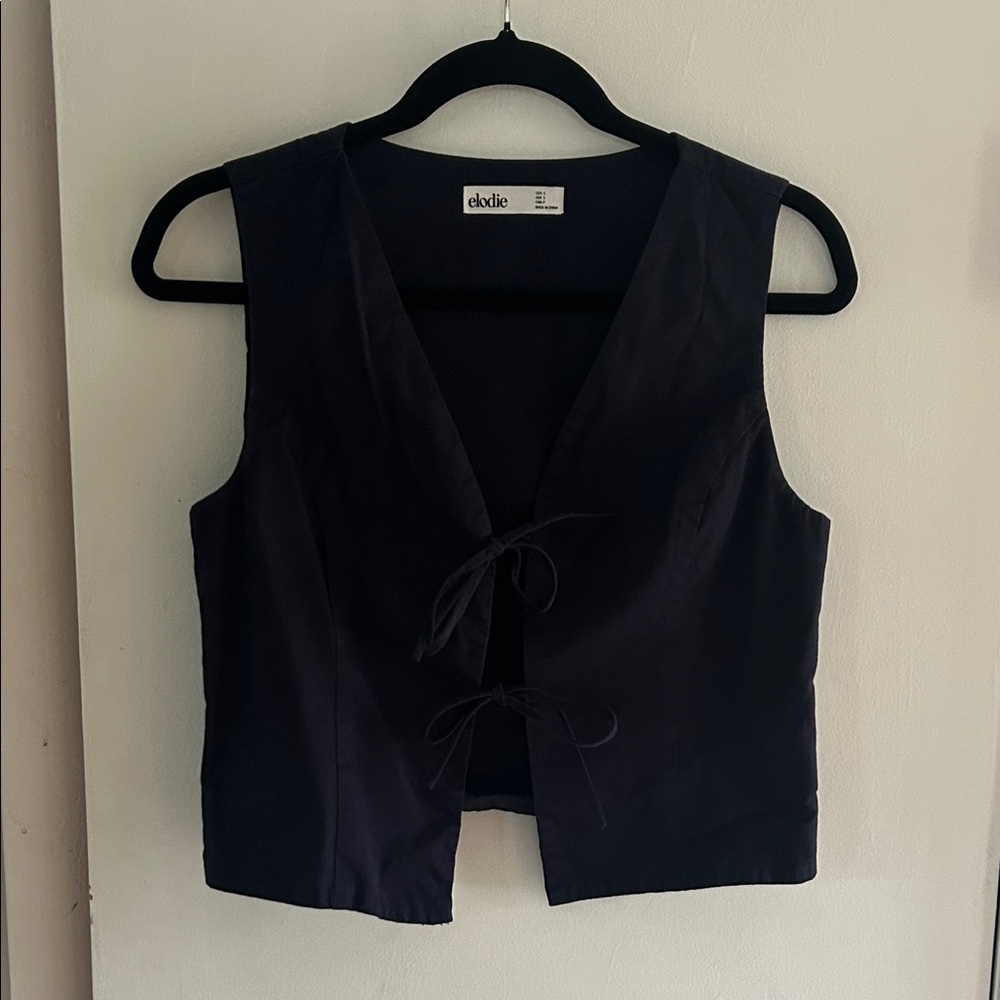 Elodie Navy Tie-Front Vest
